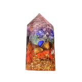Hexagonal Crystal Obelisk - Natural Crushed Stone & Resin Pillar - Exquisite Desktop Ornament for Positive Energy & Home Harmony