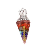 7 Chakra Gemstone Orgone Pendulum for Divination Healing Crystal Dowsing Tool for Hypnosis, Reiki & Spiritual Balance #7CSP1886-