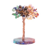 Handmade Woven Chip Gemstone Life of Tree  Ornament with Resin Base for  Feng Shui  Wealth & Good Luck Home & Office Decor #SP1891