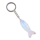 Hand Craved Gemstone Fish Keychain 15X40MM Animal Pendant Keyring