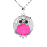 Silver Owl Gemstone Necklace SN1758S Bird Animal Pendant with 45CM 0 Chain
