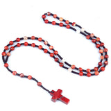 Natural Stone Cross Necklace Handmade 6mm Bead Rosary Jewelry Adjustable Spiritual Meditation Prayer Beads for Men Women Gifts SN2031