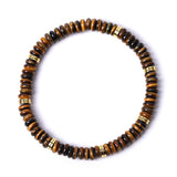 6x3mm Disc Bead Stone Stretch Bracelet for Women Men With Silver Spacer #SB3132