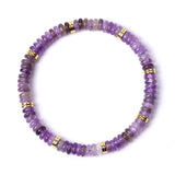 6x3mm Disc Bead Stone Stretch Bracelet for Women Men With Silver Spacer #SB3132