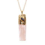 Natural Selenite Gypsum Crystal Pendant with Raw Amethyst Necklace 45cm O Chain #SN1774