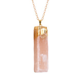 Natural Selenite Gypsum Crystal Pendant with Raw Amethyst Necklace 45cm O Chain #SN1774