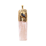 Natural Selenite Gypsum Crystal Pendant with Raw Stone & Crystal #SP1774