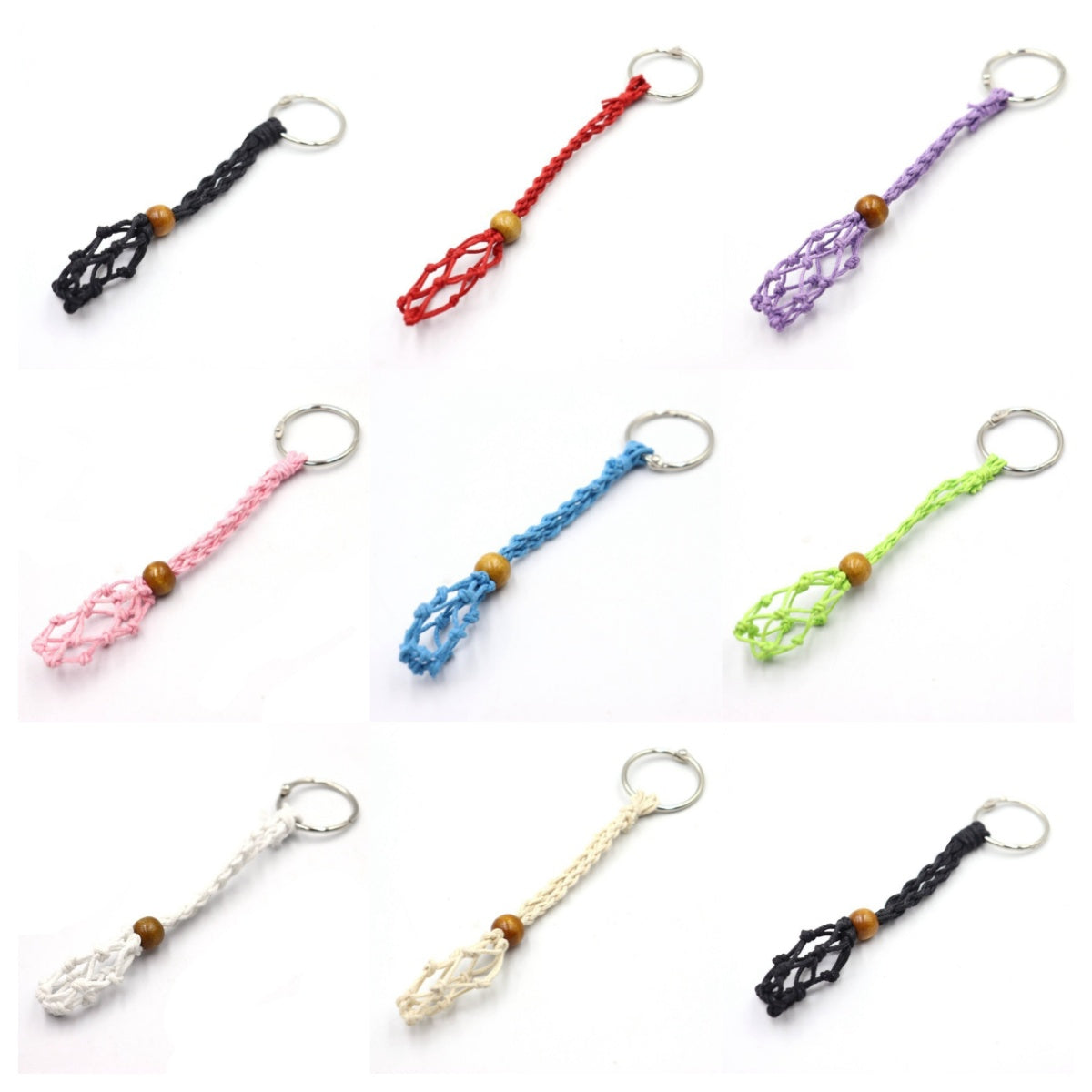 Handmade Woven Adjustable Woven Mesh Bag Keychain for Making Jewelry