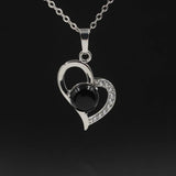 Heart Pendant Necklace, Hollow Love Shape Zircon Inlaid Crystal Bead Chain Necklace, Elegant Women Jewelry Gift