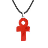 20×30mm Natural Crystal Ankh Cross Pendant Necklace | Egyptian Symbol Gemstone Jewelry for Men & Women