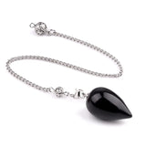 Natural Quartz Crystal Water Drop Pendulum Faceted Teardrop Gemstone Healing Pendulums with Silver Chain for Dowsing Divination Chakra Energy Balancing