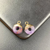 Gold Cap Donut Natural Stone Mini Pendant Tiny Circle Healing Crystal Chakra Gemstone Charm for DIY Earring Bracelet Necklace Jewelry Making