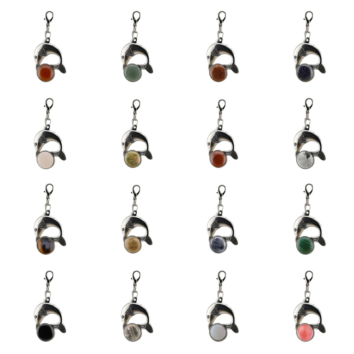 Bohemian Silver Marine Dolphin Key Ring • Cute Sea Animal Crystal Sphere Holder Charm • Unisex Beach Summer Theme Key Holder Clip Gift