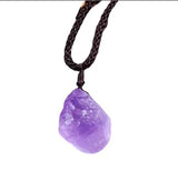Bohemian Rough Gemstone Nugget Necklace • Hand-Woven Braided Cord Crystal Choker • Raw Energy Stone Protection Talisman for Men Women