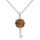 Sunflower Key Gemstone Pendant Necklace for Women Men #SN1766 with Silver Chain
