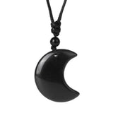35MM Gemstone Crescent Moon Pendant Necklace Adjustable Rope for Women Men #SN1762