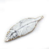 Gold Edge Natural Stone Feather Pendant, Angel Wing Gemstone Charm for DIY Necklace Earring Keychain Jewelry Making