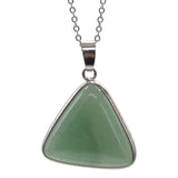 Multi‑Variety Natural Gem Triangle Pendant Necklace, Polished Smooth Cabochon Stone with Silver Chain, Witchy Spiritual Energy Necklace Birthday Holiday Jewelry Gift