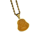 Maitreya Laughing Buddha Pendant Necklace for Men Women - Gold Plated Resin Chalcedony Jade Buddha Crystal Jewelry Gift