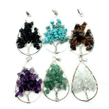 Tree of Life Birthstone Sterling Silver Pendant Necklace Jewelry  Natural Healing Crystals Quartz  Necklace for unisex