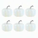 6Pcs Set 30MM Natural Crystal Pumpkin Figurines Gemstone Pumpkin Ornament With Metal Stem Halloween Healing Crystal Gift
