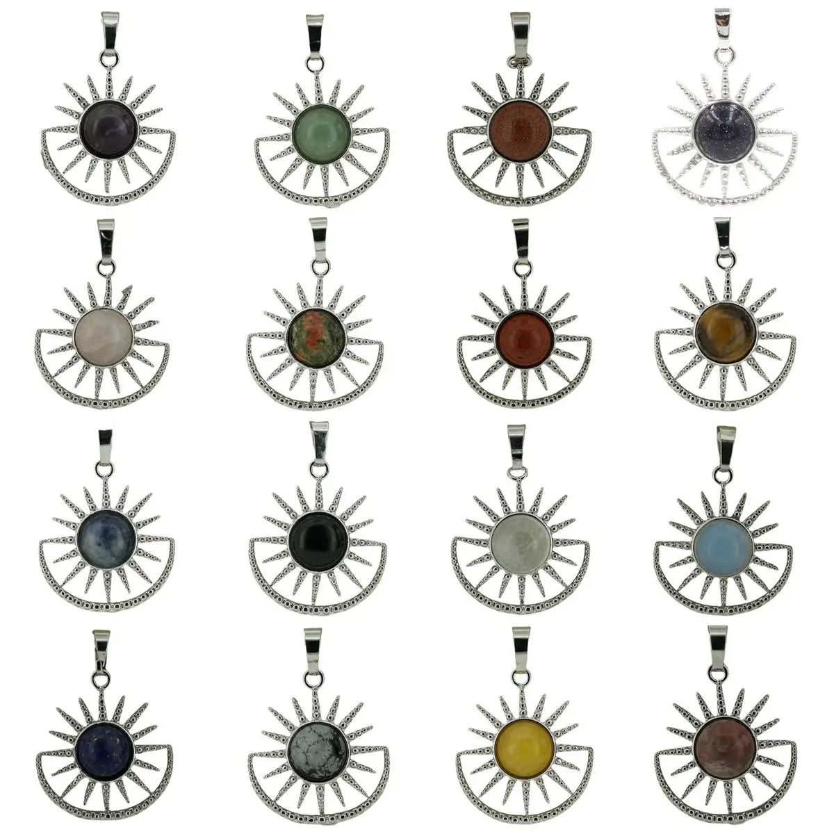 Vintage Sun Burst Gemstone Charm - Spiritual Healing Crystal Pendant Jewelry