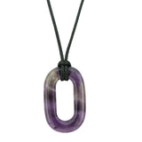Natural Crystal Oval Ring Necklace, Solid Gemstone Open Center Token Pendant, Meaningful Minimalist Everyday Protection Talisman Gift