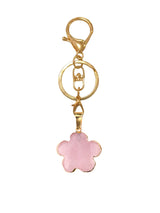 Natural Crystal Flower Keychain Gold Plated Healing Stone Keyring Flower Pendant Bag Charm for Women Jewelry Gift