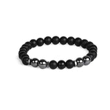 Elastic Bead Bracelet, 8mm Natural Obsidian Hematite Chakra Healing Protection Bracelet Stackable Wrist Jewelry Gift for Him Her