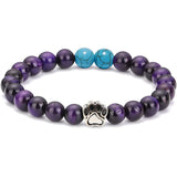 Natural Stone Stretch Beaded Bracelet with Turquoise Accent & Heart Charm Chakra Energy Healing Elastic Bracelet for Women Stacking Jewelry