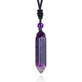 Natural Crystal Double Terminated Point Necklace • Black Hand-Knotted Braided Rope Chain • Minimalist Healing Chakra Gemstone Wand Gift for Men Women