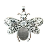 Silver Butterfly Oval Gemstone Pendant for Making Jewelry #SP1504S