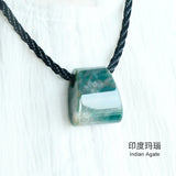 Natural agate crystal fan axe with large hole and thick rope pendant DIY design handmade necklace original national style
