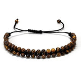 Tiny Mini Natural Stone Beaded Sliding Knot Bracelet, Adjustable Braided Cord Stackable Layering Bracelet for Women Boho Daily Jewelry