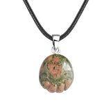23×25mm Hand-Carved Crystal Footprint Pendant | Natural Gemstone Paw Print Necklace for Healing