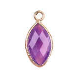 Natural Crystal Marquise Cut Pendant: 18mm Gold-Plated Healing Stone Charm for Necklaces & Spiritual Gifts