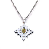 Stainless Steel Witch’s Knot Gemstone Necklace  Celestial Moon Goddess Pendant - Wiccan Protection Jewelry for Women & Men