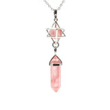 Natural Amethyst Crystal Quartz Merkaba Star Stone Chakra Pendant Necklace Hexagonal Pointed Energy Reiki Healing