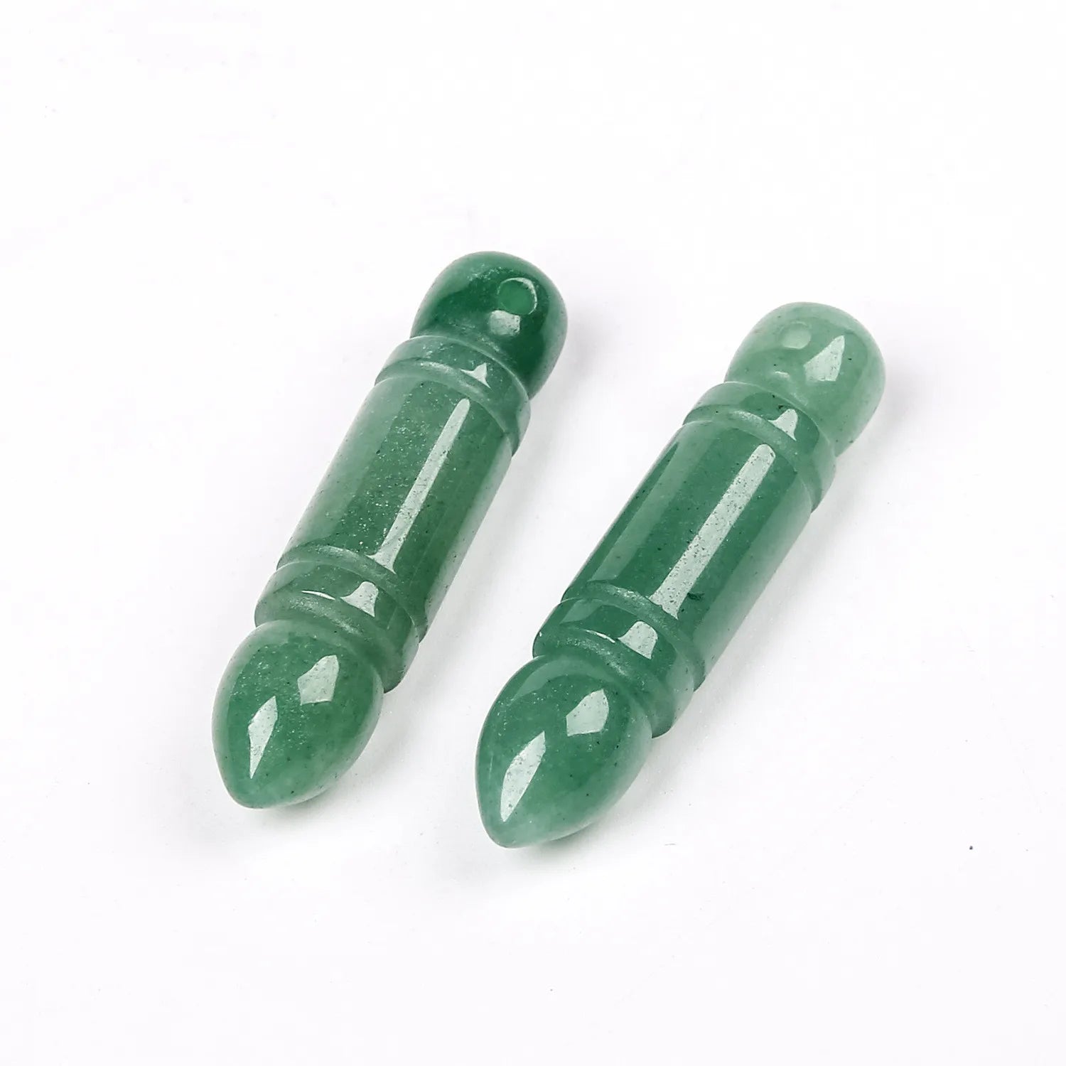 Hand Carved Natural Crystal Wenchang Pencil Pendant, Green Aventurine Clear Quartz Healing Stone Charm for DIY Necklace Making