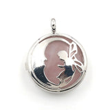 Fairy Hollow Cutout Open Locket Necklace with Natural Crystal Stone Silver Plated Memory Wish Box Pendant Black Wax Cord Necklace for Women
