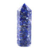 Orgonite Chipped Crystal Hexagonal Wand Point Tower  Natural Chakra Chips Resin Obelisk for Meditation Home Decor