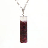 Natural 7 Chakra Crystal Gravel Cylindrical Pendant Resin Healing Stone Column Necklace Women Fashion Jewelry