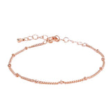 Dainty Rose Gold Satellite Chain Bracelet - Minimalist Beaded Wrist Anklet