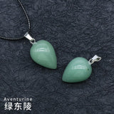 Natural crystal agate Drop Pendant Necklace Natural Stone Pendants Water Drop Shape Mixed Color Crystal Agates Stone Charms