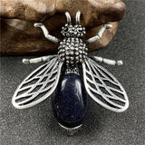 Natural Mixed Gemstone Honey Bee Brooch Pendant 2 in 1 Insect Animal Crystal Pin for Women Chakra Healing Jewelry