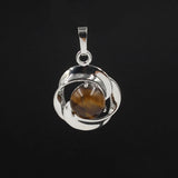 Crystal small flower pendant necklace is popular in Europe and America Pressed Flower Circle Frame Pendant with Yellow Gold