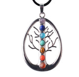 7 Chakra Mixed Metal Pendants, Silver‑Plated Alloy Chakra Stone Charms, Om Tree of Life Infinity Symbol Reiki Yoga Spiritual Jewelry for Necklace Making