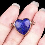 13MM Gemstone Heart Pendant Connector for Making Jewelry Wrapped Gold Plated