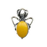 26×36mm Antique Silver Spider Pendant | Natural Crystal Cabochon Gothic Insect Charm for Jewelry Making