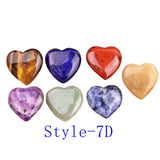 7 Chakra Natural Crystal Heart Set: 20mm Polished Pocket Worry Stones for Healing, Meditation & Spiritual Gift